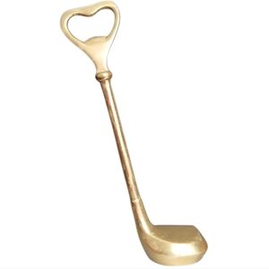 Vintage Solid Brass Golf Club Bottle Opener | Heavy Gold Barware